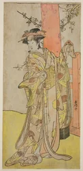 Der Schauspieler Iwai Hanshiro IV als Kitsune ga Saki Otama (?) im Stück Miyakodori Yayoi no Watashi (?), aufgeführt im Kiri Theater (?) im dritten Monat, 1787 (?)
