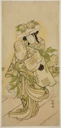 Der Schauspieler Nakamura Nakazo I in einem Shak-kyo-Tanz im Stück Aioi Jishi, aufgeführt im Ichimura-Theater im vierten Monat, 1784