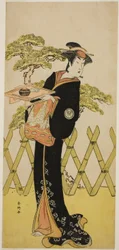 Der Schauspieler Segawa Tomisaburo II als Lady Masago (Masago Gozen) (?) im Stück Genji Saiko Kogane no Tachibana (?), aufgeführt im Ichimura-Theater (?) im elften Monat, 1788 (?)