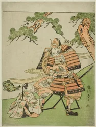 Der Krieger Kusunoki Masashige (1294-1336) verabschiedet sich von seinem Sohn Masatsura