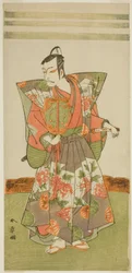 Der Schauspieler Ichikawa Danjuro V als Kudo Kanaishi im Stück Izu-goyomi Shibai no Ganjitsu, aufgeführt im Morita-Theater im elften Monat, 1772