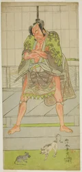 Der Schauspieler Ichikawa Danjuro V als Yakko Matsueda Sakinosuke im Stück Keisei Momiji no Uchikake, aufgeführt im Morita-Theater im siebten Monat, 1772