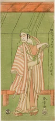 Der Schauspieler Ichikawa Danzo III als der Bootshausmann Kurofune Chuemon im Stück Sakai-cho Soga Nendaiki, aufgeführt im Nakamura Theater im ersten Monat, 1771