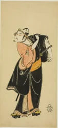 Der Schauspieler Ichikawa Raizo I als Hanakawado no Sukeroku in der Szene „Sukeroku“ im Stück "Hitokidori Harutsuge Soga" ("Das Soga-Stück: Ankündigung der Frühlingssaison durch die Buschammer")