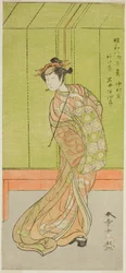 Der Schauspieler Iwai Hanshiro IV als Agemaki im Stück Sakai-cho Soga Nendaiki, aufgeführt im Nakamura-Theater im dritten Monat, 1771