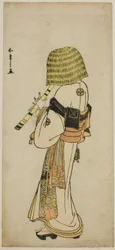 Der Schauspieler Nakamura Nakazo I als Kakogawa Honzo in Komuso-Kleidung im Stück Kanadehon Chushingura, aufgeführt im Ichimura-Theater im siebten Monat, 1783