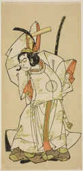 Der Schauspieler Nakamura Nakazo I als Prinz Koreakira (?) im Stück Gohiiki Kanjincho, aufgeführt im Nakamura Theater im elften Monat, 1773