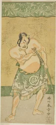 Der Schauspieler Nakamura Sukegoro II als Sumoringer Matano no Goro im Stück Myoto-giku Izu no Kisewata, aufgeführt im Ichimura Theater im elften Monat, 1770