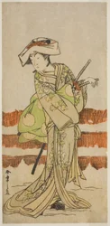 Der Schauspieler Onoe Kikugoro I als Tonase im Stück Kanadehon Chushin Nagori no Kura, aufgeführt im Nakamura Theater im neunten Monat, 1780