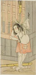 Der Schauspieler Otani Hiroji III, möglicherweise als Akaneya Hanshichi im Stück Fuji no Yuki Kaikei Soga, aufgeführt im Ichimura-Theater ab dem fünfzehnten Tag des ersten Monats, 1770