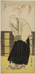 Der Schauspieler Otani Hiroji III als Mönch Izayoibo im Stück Keisei Katabira ga Tsuji, aufgeführt im Ichimura Theater im siebten Monat, 1783