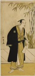 Der Schauspieler Otani Tomoemon I als Kajino Choan (?) im Stück Hono Nitta Daimyojin (?), aufgeführt im Morita Theater (?) im siebten Monat, 1777