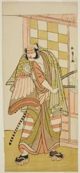 Der Schauspieler Sawamura Sojuro III als Kobayashi no Asahina Saburo im Stück Kuruwagayoi Komachi Soga, aufgeführt im Nakamura-Theater im zweiten Monat, 1781
