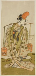 Der Schauspieler Segawa Kitsuji III als Murasame im Stück Gohiiki Kanjincho, aufgeführt im Nakamura-Theater im elften Monat, 1773