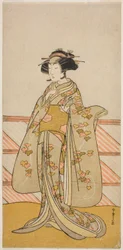 Der Schauspieler Yoshizawa Iroha I als Tamamo no Mae (?) im Stück Sakuya Kono Hana no Kaomise (?), aufgeführt im Nakamura Theater (?) im elften Monat, 1776 (?)