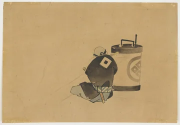 Sitzender Diener raucht bei einer Lampe, ca.1850