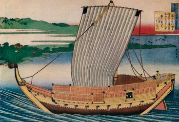 Eine Dschunke gleitet über die Suminoye-Bucht, 18. Jahrhundert, 1925