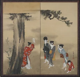 Ein Shinto-Priester, drei Frauen und ein Kind