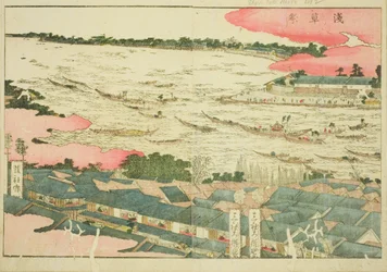 Asakusa-Festival, aus dem illustrierten Buch "Bilderbuch der Vergnügungen des Ostens"