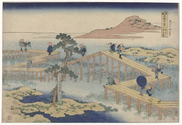 Die Zickzack-Brücke in der Provinz Mikawa