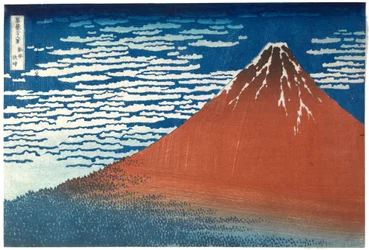 Feiner Wind, klares Wetter, aus der Serie „Sechsunddreißig Ansichten des Berges Fuji“
