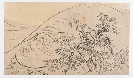 Fischer, der Köder wirft, Edo-Periode, ca. 1830