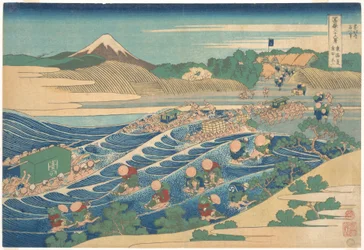 Fuji von Kanaya auf der Tōkaidō gesehen, aus der Serie Sechsunddreißig Ansichten des Berges Fuji