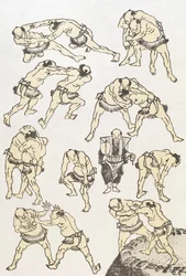 Manga: Studien von Gesten und Haltungen von Ringern, veröffentlicht 1849