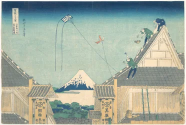 Mitsui-Laden in Surugachō in Edo, aus der Serie Sechsunddreißig Ansichten des Berges Fuji