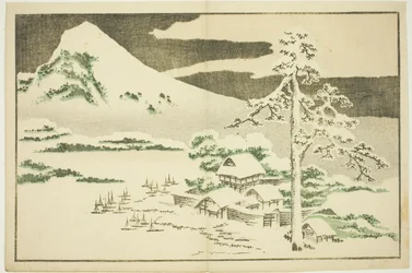 Der Berg Fuji im Winter, aus dem Bilderbuch der realistischen Gemälde von Hokusai (Hokusai shashin gafu)