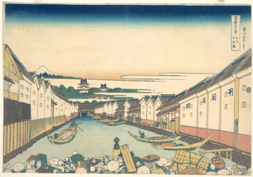 Nihonbashi in Edo, aus der Serie Sechsunddreißig Ansichten des Berges Fuji