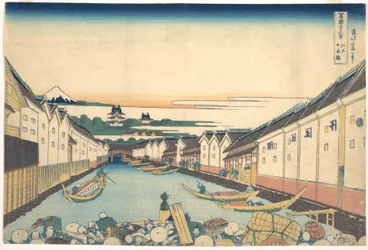 Nihonbashi in Edo, aus der Serie Sechsunddreißig Ansichten des Berges Fuji