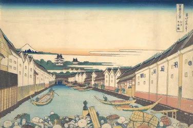 Nihonbashi in Edo, aus der Serie Sechsunddreißig Ansichten des Berges Fuji, ca. 1830-32