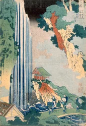 Ona-Wasserfall auf der Kisokaido, 1827 (Farbholzschnitt)