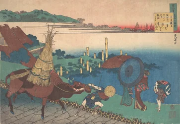 Gedicht von Motoyoshi Shinno, aus der Serie Einhundert Gedichte erklärt von der Amme, ca. 1839