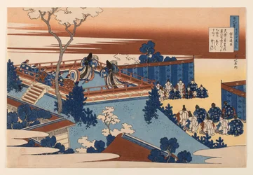 Gedicht von Sōjō Henjō (Yoshimine no Munesada), aus der Serie „Hundert Gedichte erklärt von der Amme“