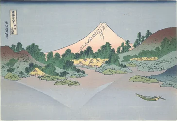 Spiegelung des Fuji im Misaka-See in der Provinz Kai, aus der Serie Sechsunddreißig Ansichten des Berges Fuji