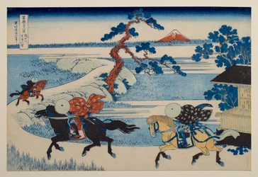 Sekiya-Dorf am Sumida-Fluss, aus der Serie „36 Ansichten des Berges Fuji“