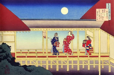 Serie von hundert Gedichten von hundert Dichtern: Akazome Emon, Japanerinnen und Vollmond