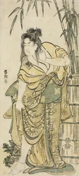 Der Schauspieler Ichikawa Komazo als Frau mit zerzaustem Haar, ca. 1791