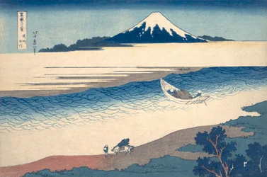 Ukiyo-e-Druck des Tama-Flusses und des Berges Fuji von Hokusai