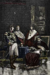 General Cervoni forderte Papst Pius VI. 1798 auf, seine weltliche Souveränität abzudanken. 1882 (Gravur)