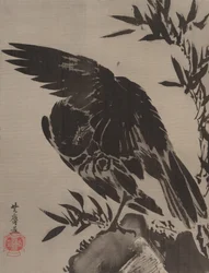 Krähe auf einem Felsen, ca. 1887