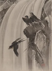 Schwalben an einem Wasserfall, ca. 1887