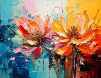 Lebendige Impasto Blüten