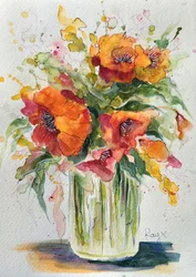 Lebhaftes Mohnbouquet