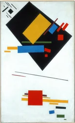 Suprematistisches Gemälde Schwarzes Trapez und rotes Quadrat, 1915