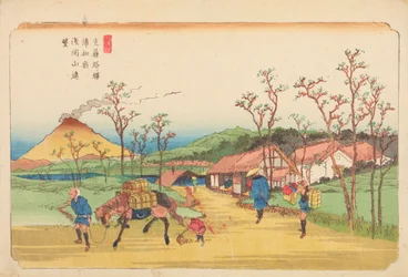 Panorama des Berges Asama von Urawa aus, Tafel 3 aus der Serie: Die Kisokaido-Straße