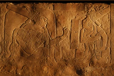 Tempel 19 Thronbank, Palenque, Mexiko, Schnitzerei von Akhal Mo Nab, 2005