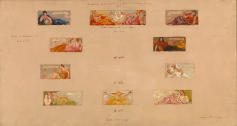 Skizzen für die Dekoration einer privaten Bibliothek A, 1894